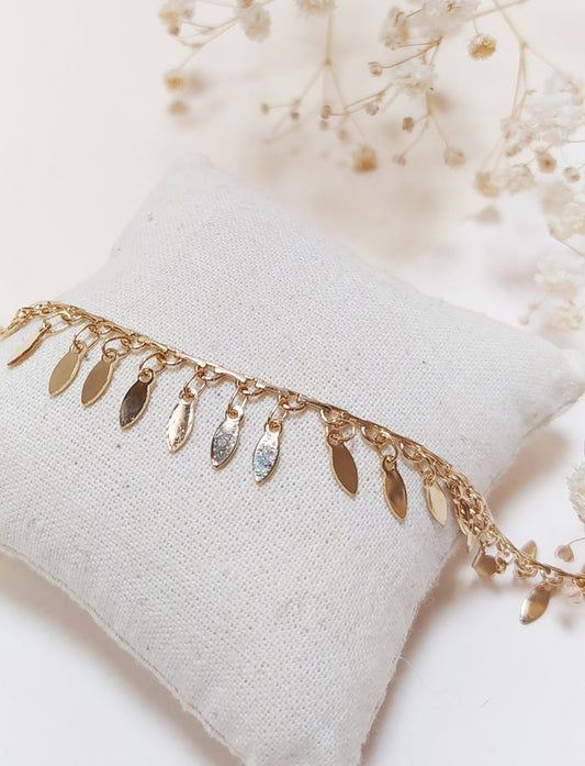  Bracelet Rigide Franges Doré vu de face 