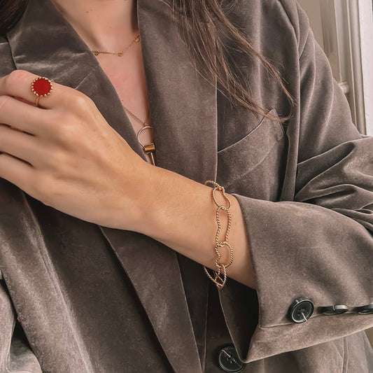 Bracelet Grand Maillons Irréguliers Doré Porté