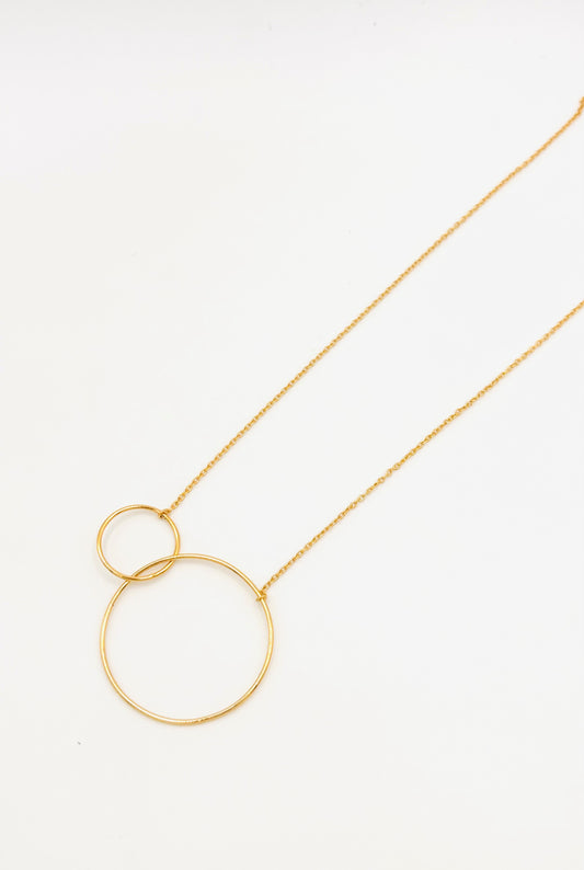 Collier Tour de Cou 2 Cercles Entrelacés Plaqué Or