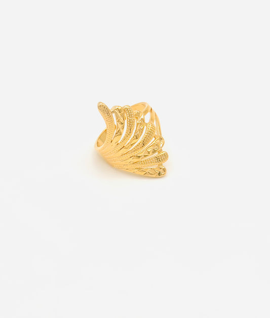 Bague Ajustable Grande Fleur Pétale Plaqué Or