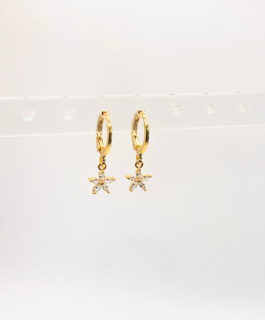 Boucles d'Oreilles Mini Créoles Etoiles Dorées 