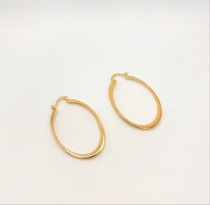 Boucles d'Oreilles Créoles Ovales Plaqué Or 