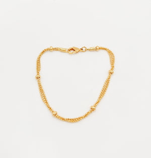Bracelet 3 Chaines et Boules Plaqué Or