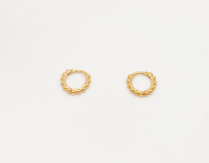 Boucles d'Oreilles Mini Créoles Billes Plaqué Or