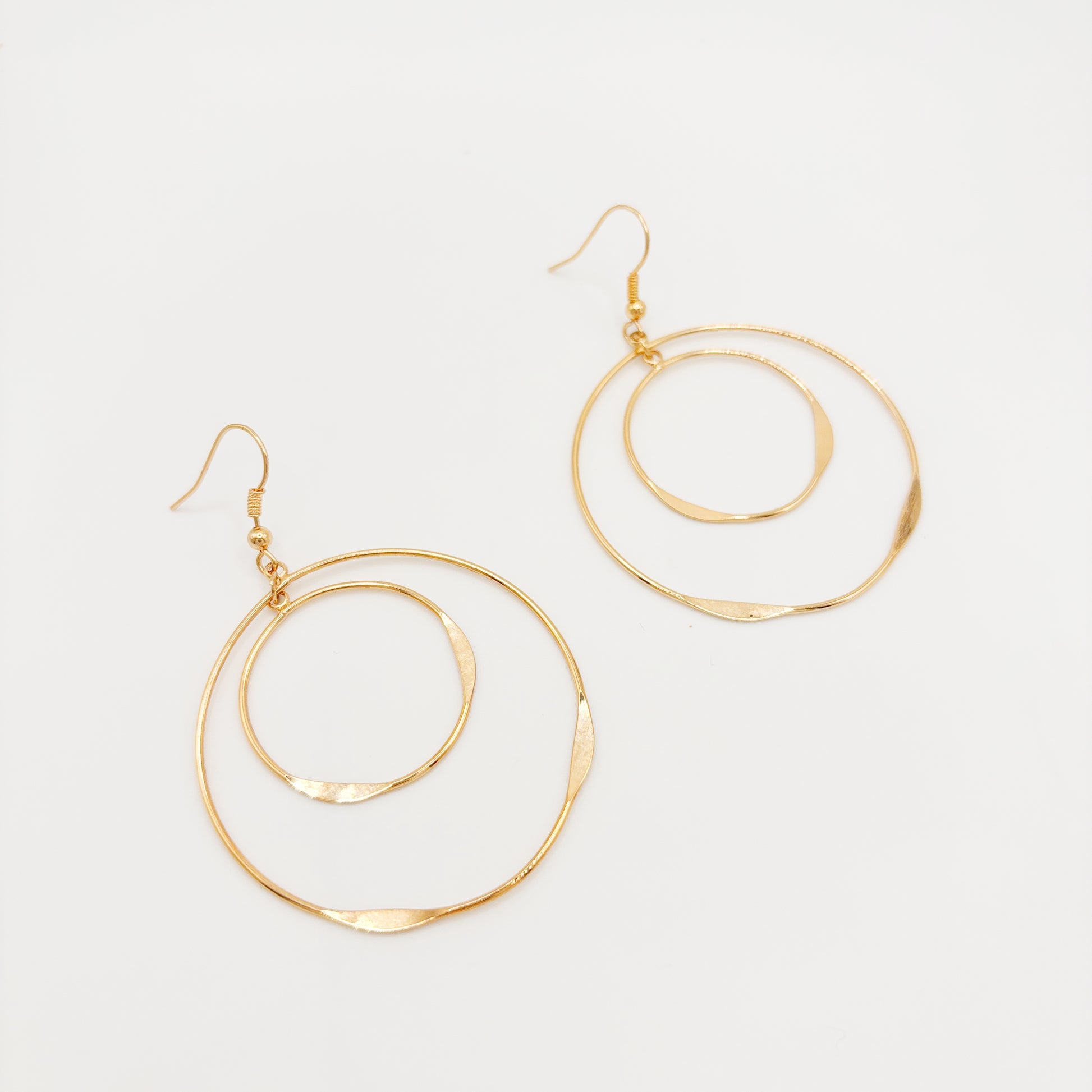 Boucles d'Oreilles Créoles 2 Cercles Plaqué Or