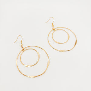 Boucles d'Oreilles Créoles 2 Cercles Plaqué Or
