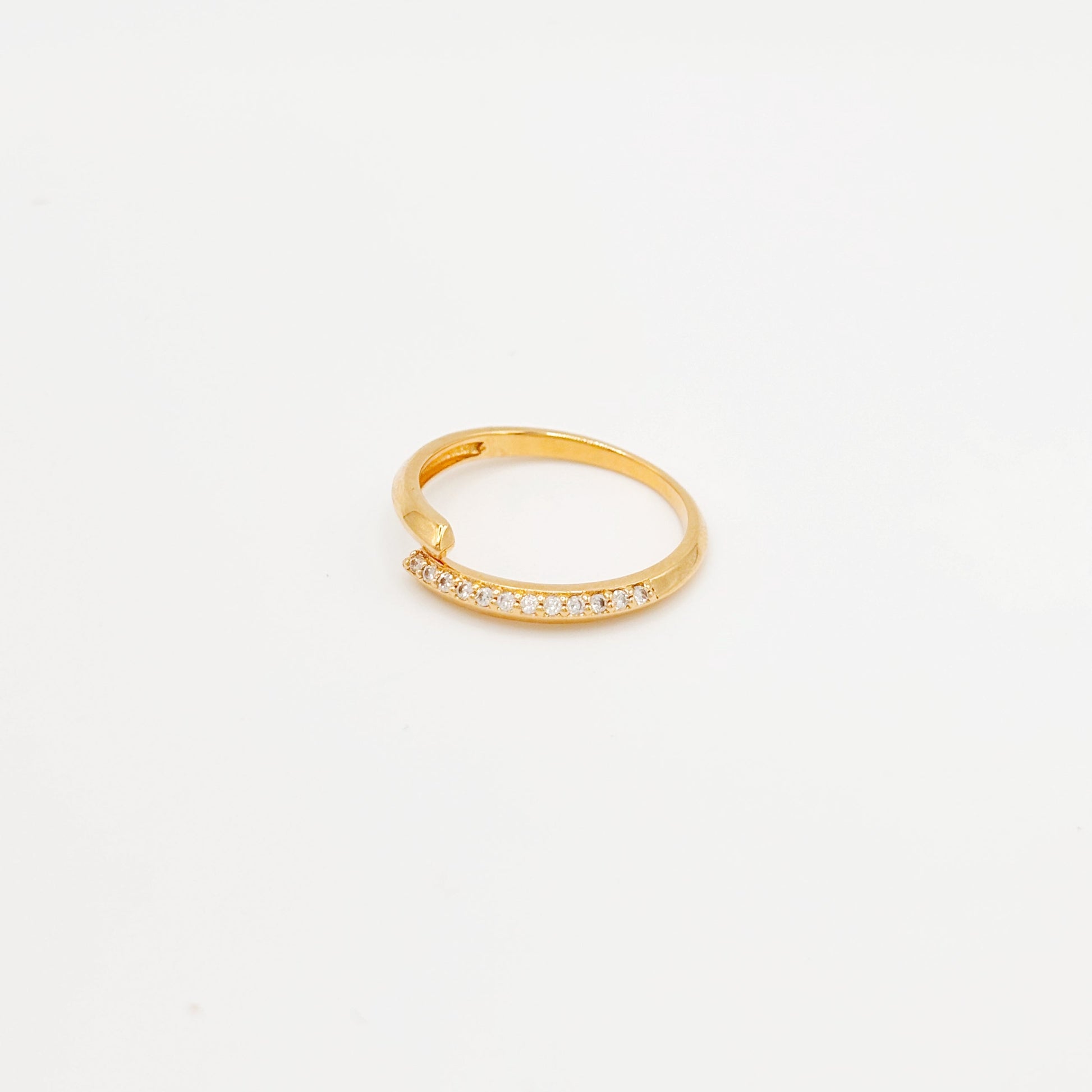 Bague Ouverte Fine Plaqué Or et Zircon Blanc