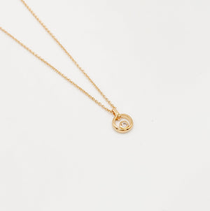 Collier Plaqué Or et Pendentif Cercle et Zircon Blanc