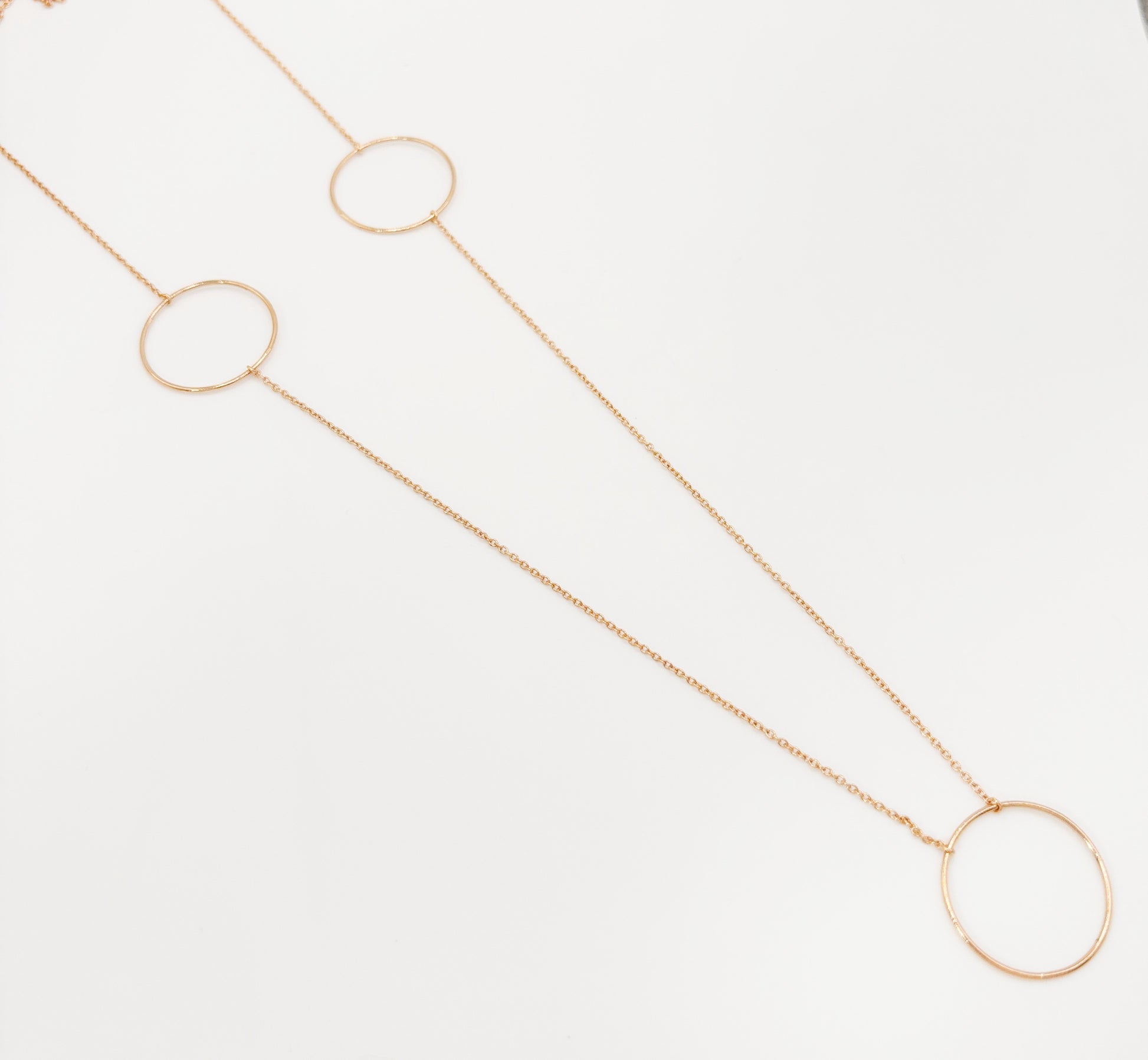 Collier Sautoir 3 Anneaux Plaqué Or