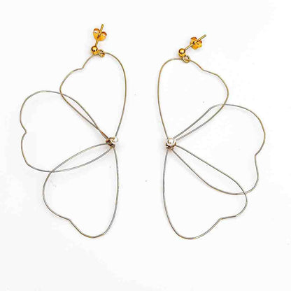 Boucles d'Oreilles Dorées Fil Doré Forme Fleurs