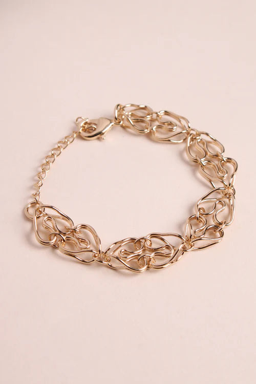 Bracelet Mailles Irrégulières et Originales Doré