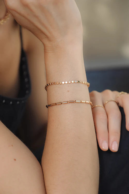 Bracelet Chaine et Petits Ronds Doré Porté