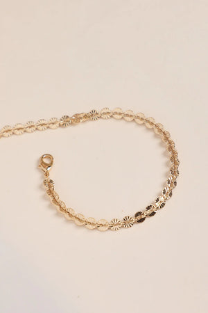 Bracelet Chaine Mailles Petits Ronds Striés Doré