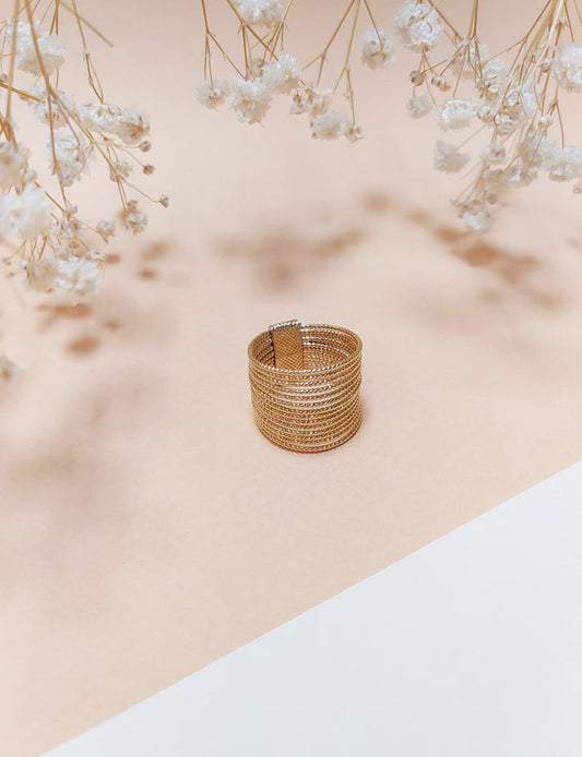 Bague Multi Anneaux Dorée vu de face  