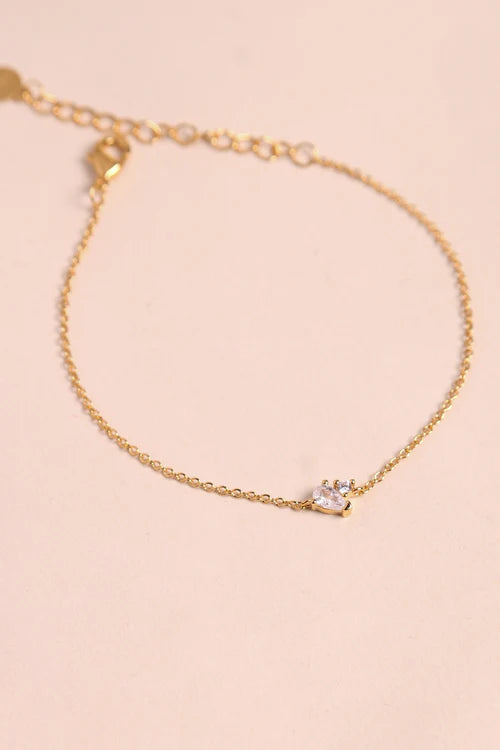 Bracelet Chaine Doré et 2 Zircons Blancs 
