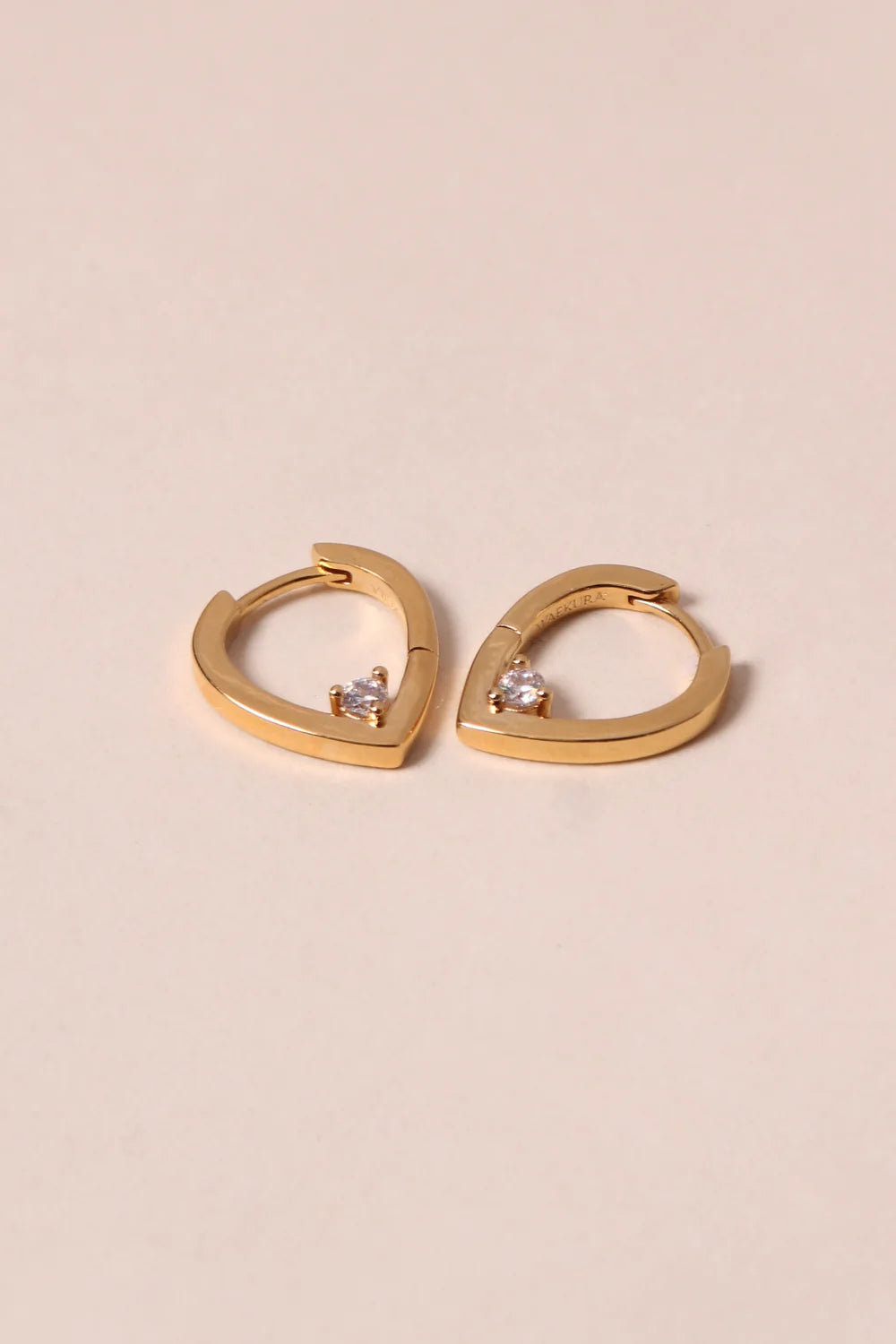 Boucles d'Oreilles Petit Ovale Doré et Zircon Blanc 