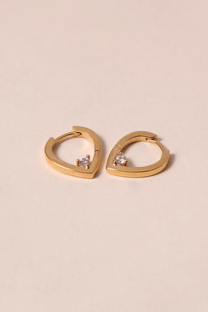 Boucles d'Oreilles Petit Ovale Doré et Zircon Blanc 