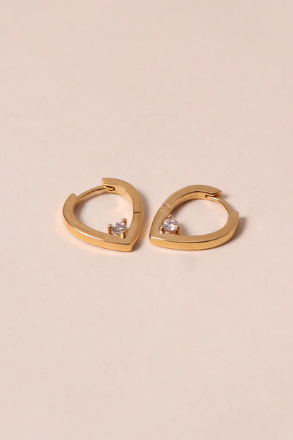 Boucles d'Oreilles Petit Ovale Doré et Zircon Blanc 