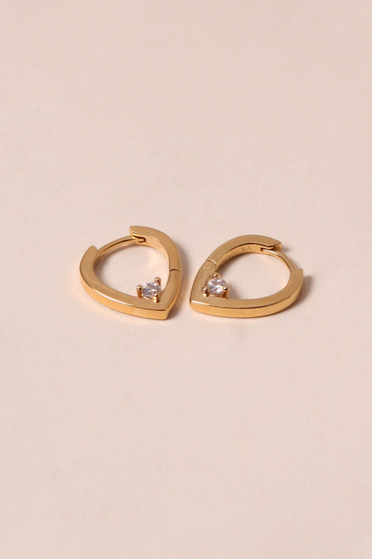Boucles d'Oreilles Petit Ovale Doré et Zircon Blanc 