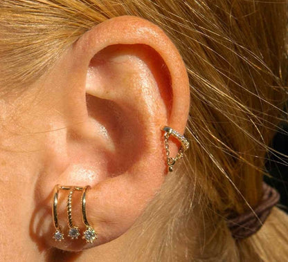 Bague d'Oreille Earcuff Strass et Chaînes porté