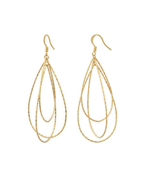 Boucles d'Oreilles 3 Anneaux Imbriqués 3D Dorées 