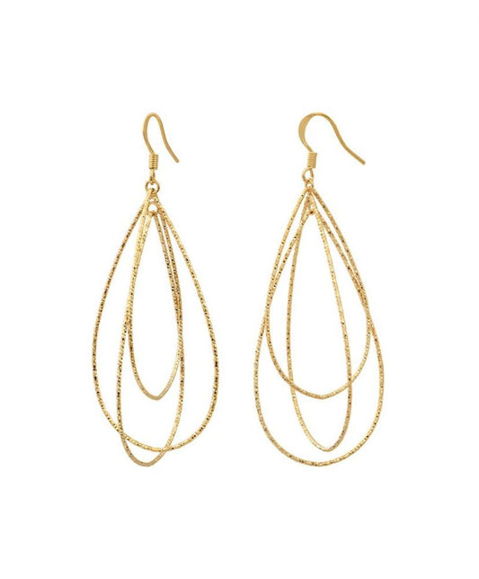 Boucles d'Oreilles 3 Anneaux Imbriqués 3D Dorées 
