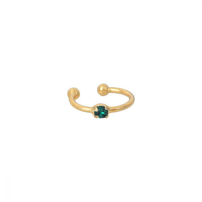 Bague d'Oreille Earcuff et Cristal Swarovski Vert Dorée