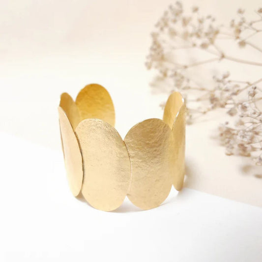 
Bracelet Manchette Large Frappés Dorés