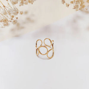 Bague Ajustable Dorée Petite Cercles Irréguliers 