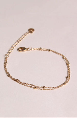 Bracelet 2 Chaines Boules Plaqué Or