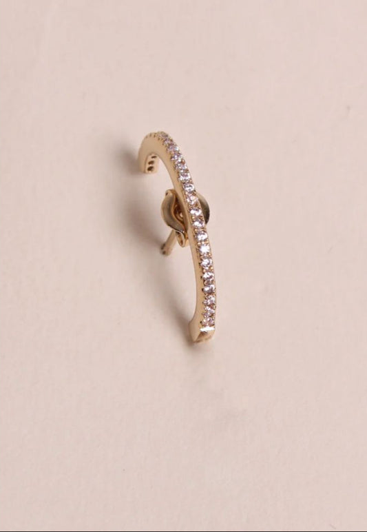 Mono Boucle Verticale Strass Blancs
