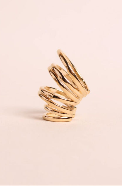 Grande Bague d'Oreille Earcuff Multi-Rang Doré