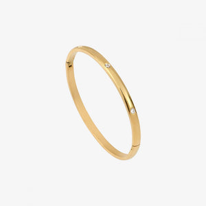Bracelet Jonc Anneau Lisse et Zircons Blancs