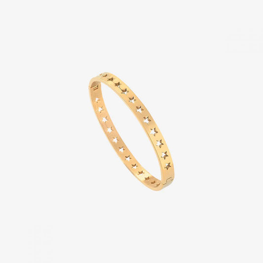Bracelet Jonc Anneau Lisse et Etoiles 
Dorés