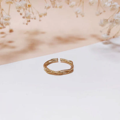 Bague Ajustable 3 Anneaux Entrelacés Torsadés Dorés