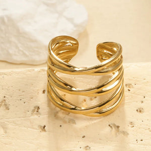 Bague Ajustable Multilignes Dorées 