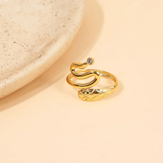 Bague Ouverte Serpent Dorée 