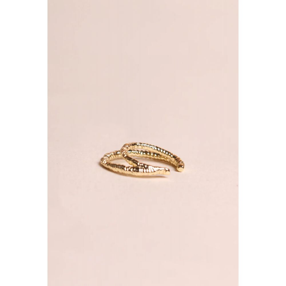 Bague d'Oreille Earcuff 2 Rangs Martelés Dorés