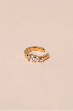 Bague d'Oreilles Earcuff Dorée et 3 Zircons Blancs 