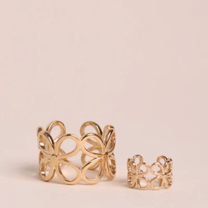Bague Ajustable Couronne de Fleurs Dorée 