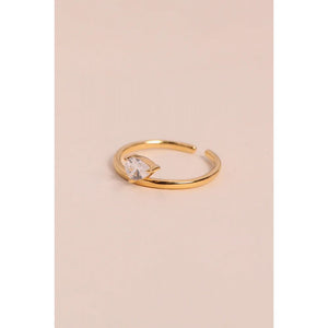 Bague Ajustable Dorée et 1 Zircon Blanc 