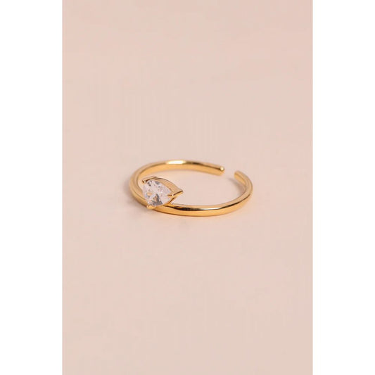 Bague Ajustable Dorée et 1 Zircon Blanc 