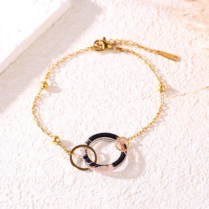 Bracelet Chaine Doré Double Cercle Entrelacé Motif Leopard 