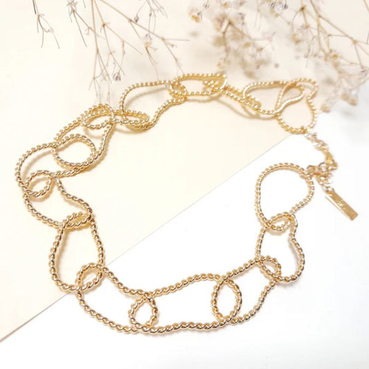 Collier Tour de Cou Grands Maillons Irréguliers Doré