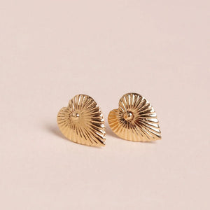Boucles Puces d'Oreilles Coeur Doré