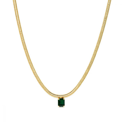 Collier de Dos Maille Plate Doré et Cristal Swarovski de Couleurs 