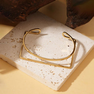 Bracelet Jonc Doré Géométrique Rond et Carré