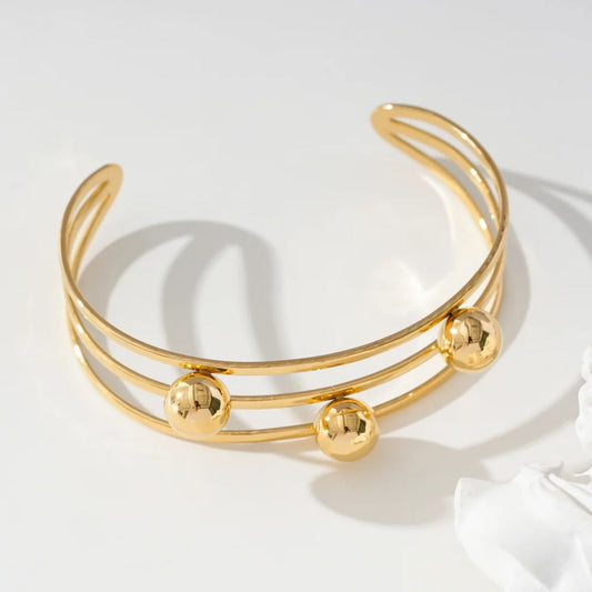 Bracelet Jonc Boules - Doré