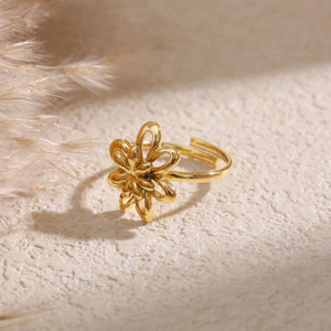 Bague Doré Forme Fleurs 8 Pétales 