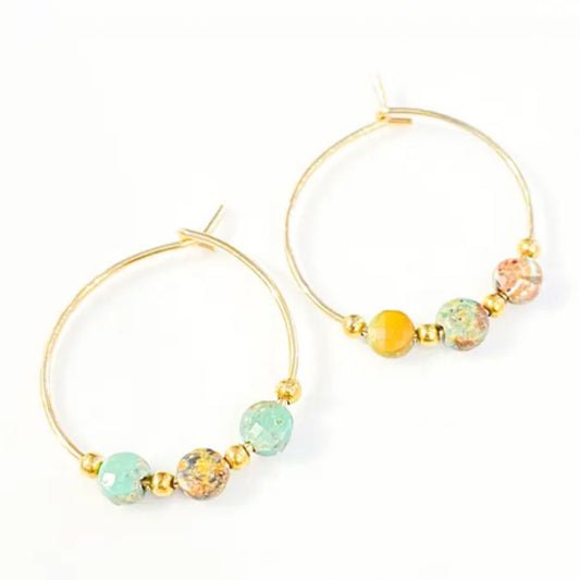 Petite Créoles et Pierres Naturelles Turqoise